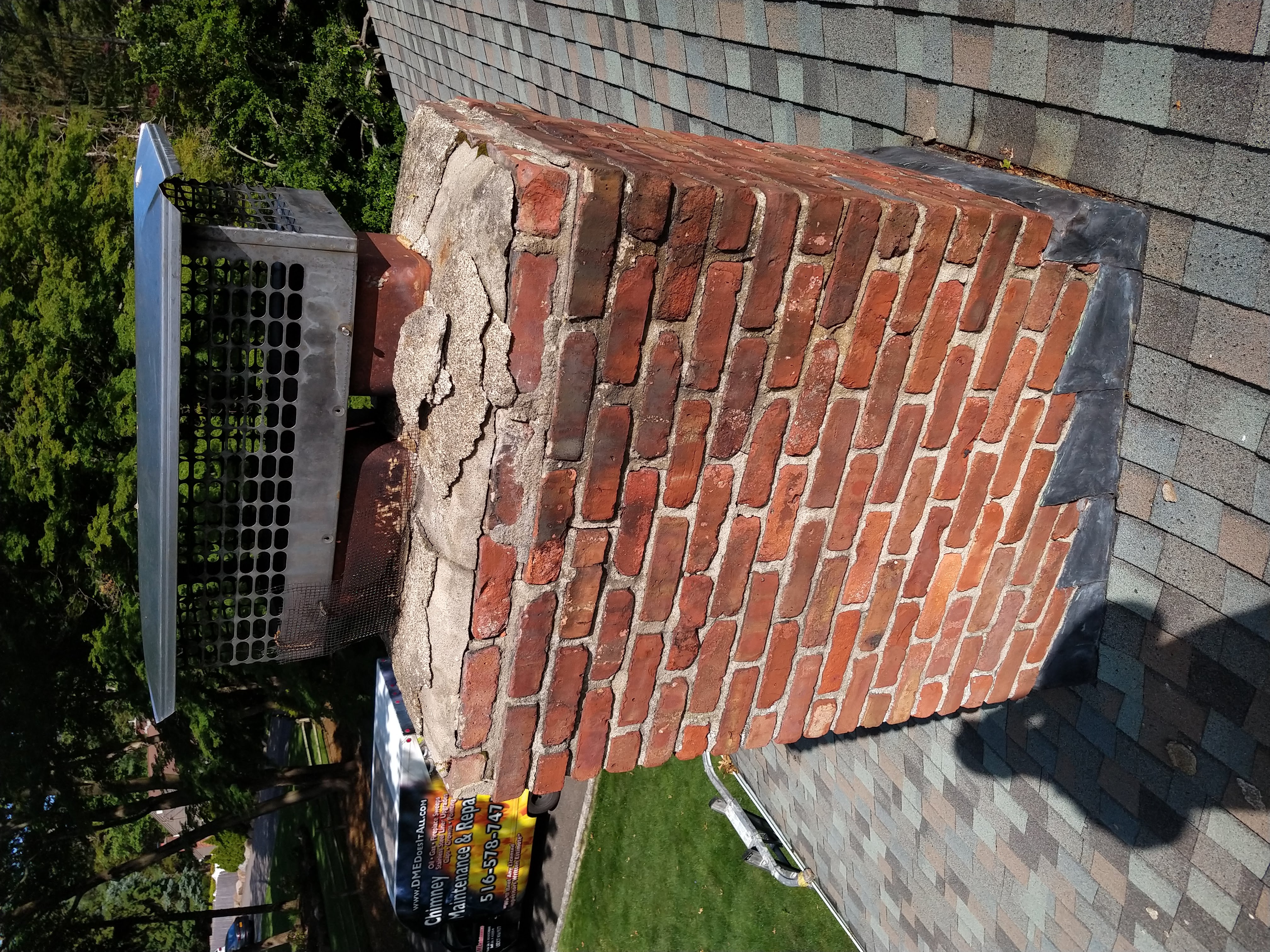 Before and after chimney pointing and tuckpointing in Uniondale, NY